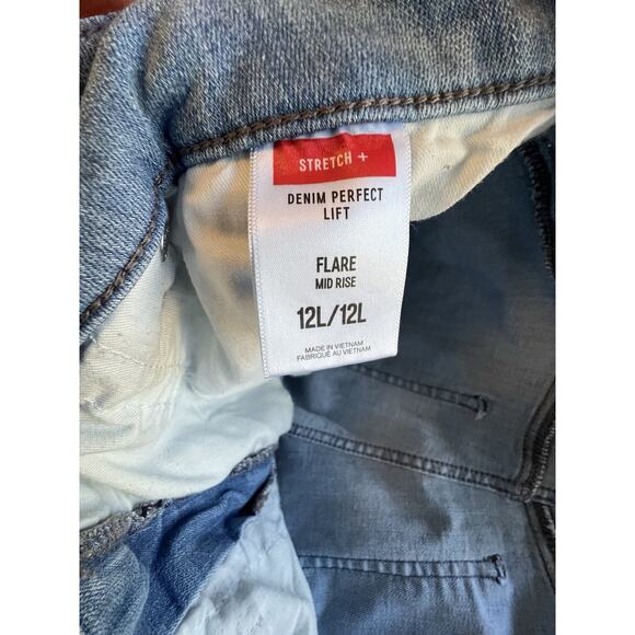 Express Flare Mid Rise Women’s Jeans Size 12 Long Denim Perfect Lift Stretch 12L - Picture 6 of 8